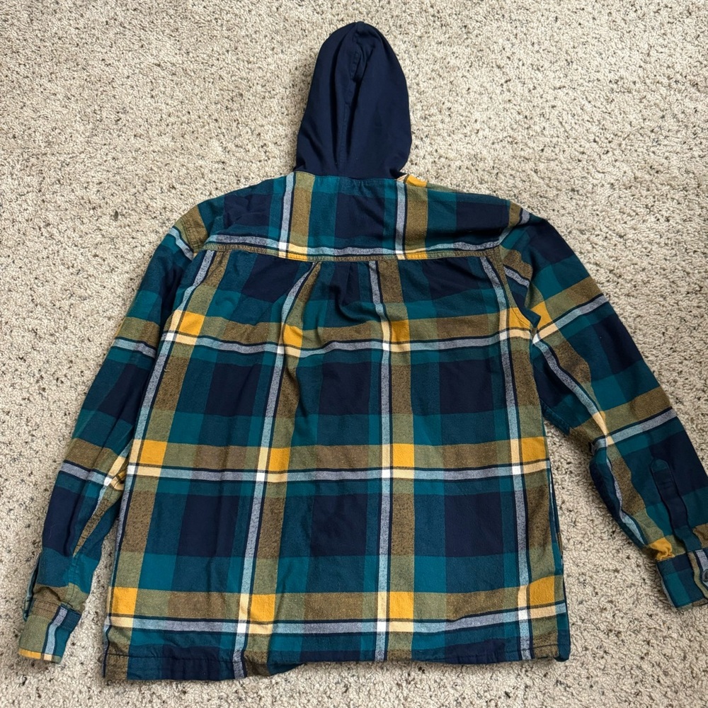 Eddie Bauer Buffalo Check Button Up Hooded Sweatshirt Size Small - Picture 8 of 10